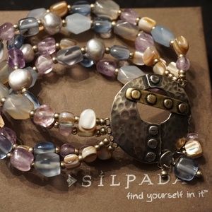 Silpada B2223 Sterling and Brass Stretch Bracelet